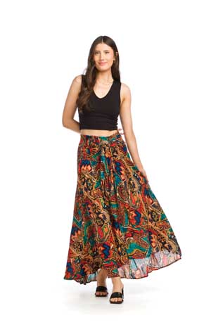 PS-14906 - ABSTRACT PRINT SKIRT WITH BUCKLE DETAIL - Colors: AS SHOWN - Available Sizes:XS-XXL - Catalog Page:92 